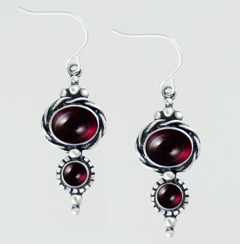 Sterling Silver Drop Dangle Earrings With Garnet